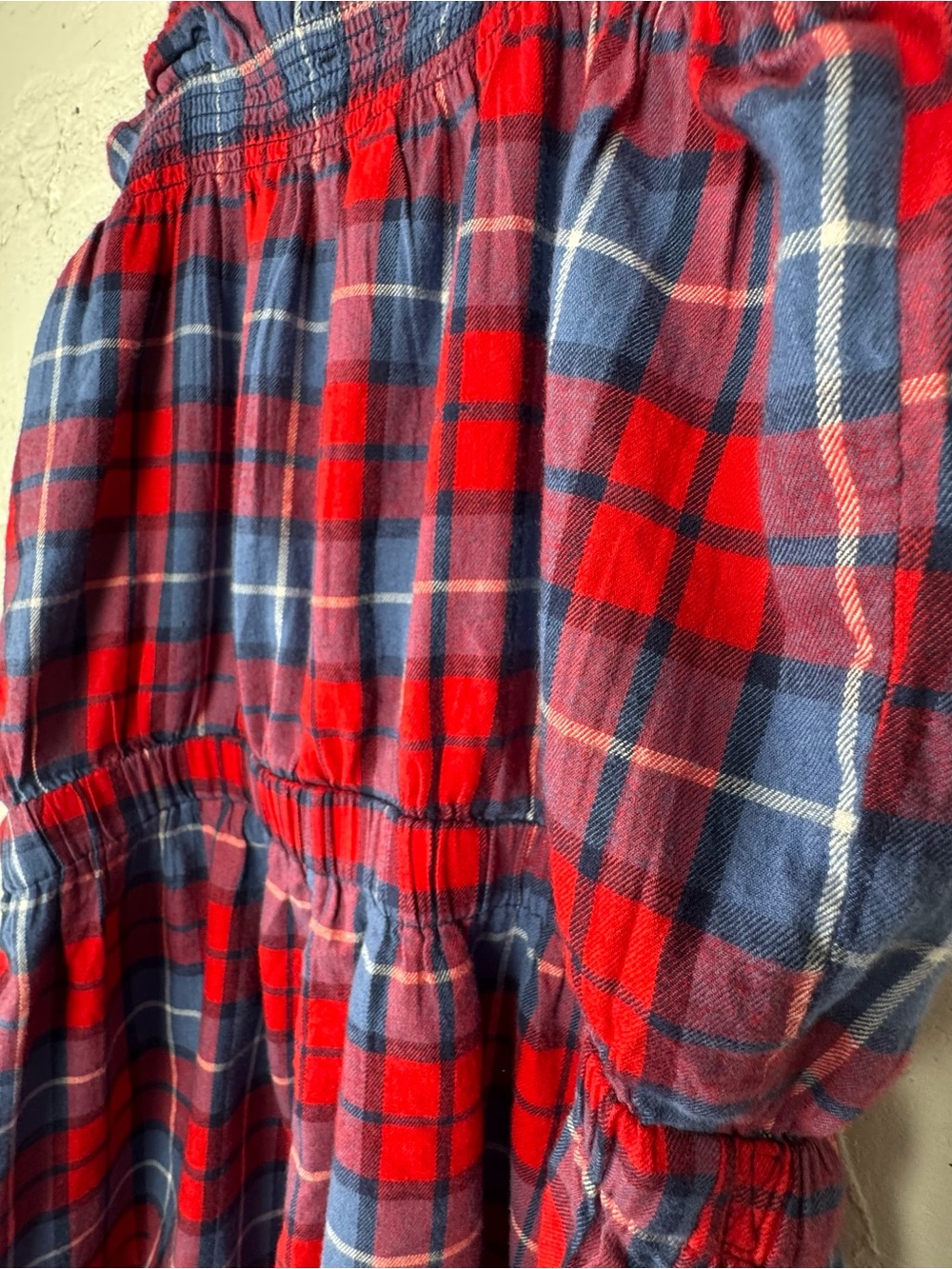Aerie Flannel Plaid Romper In Chilly Red Blue pajama PJ Ruffled  Size M NWT - Picture 7 of 10